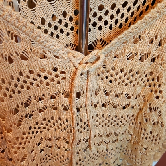 POL Orange Crochet Top with White Lace Trim - Picture 3 of 6